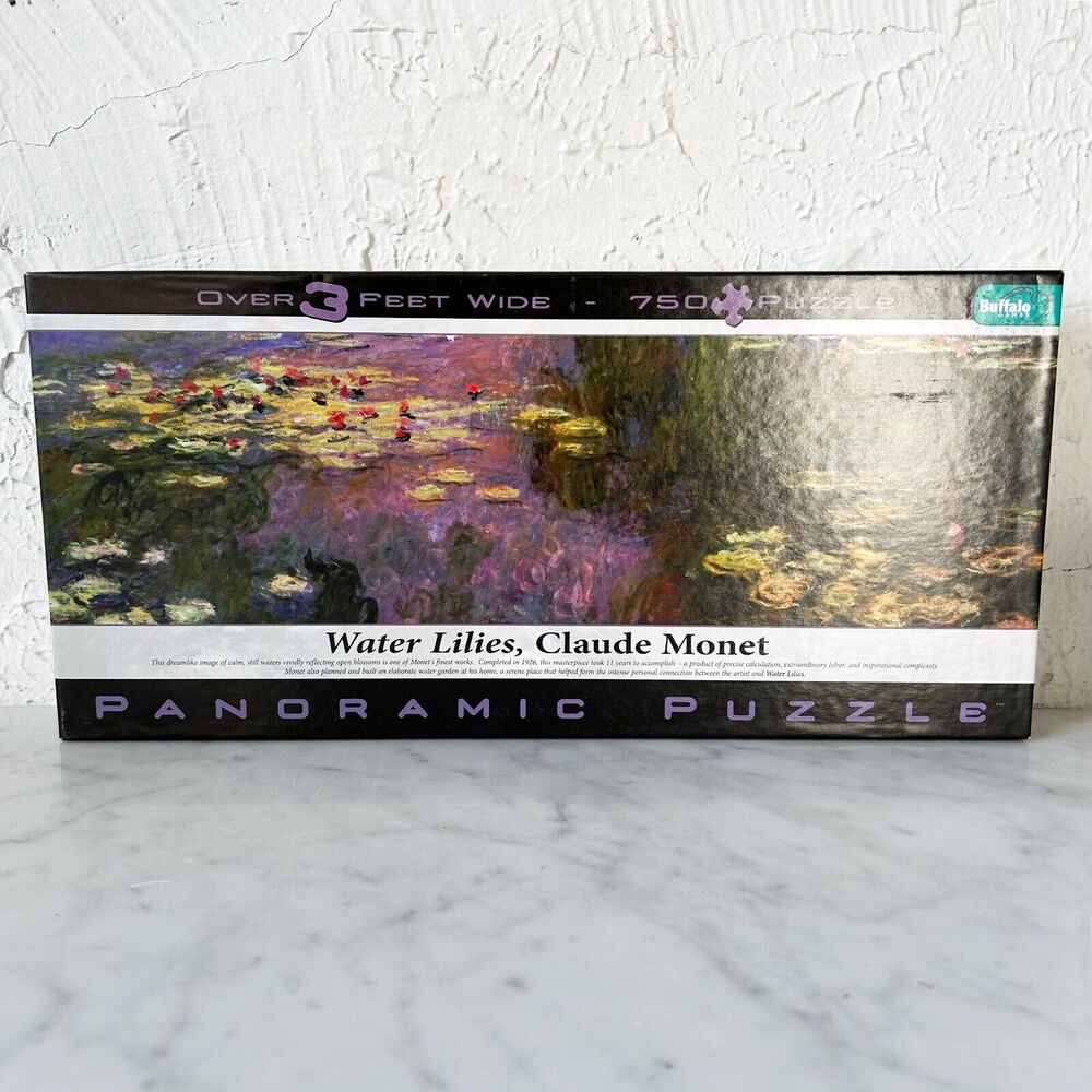 Water Lilies Claude Monet 3' Wide Panoramic Puzzle 750 Pieces Buffalo - Complete